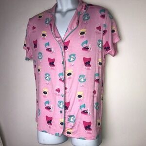 Nite Nite Munki Munki Pink w/Cats‎ Sleep Shirt M